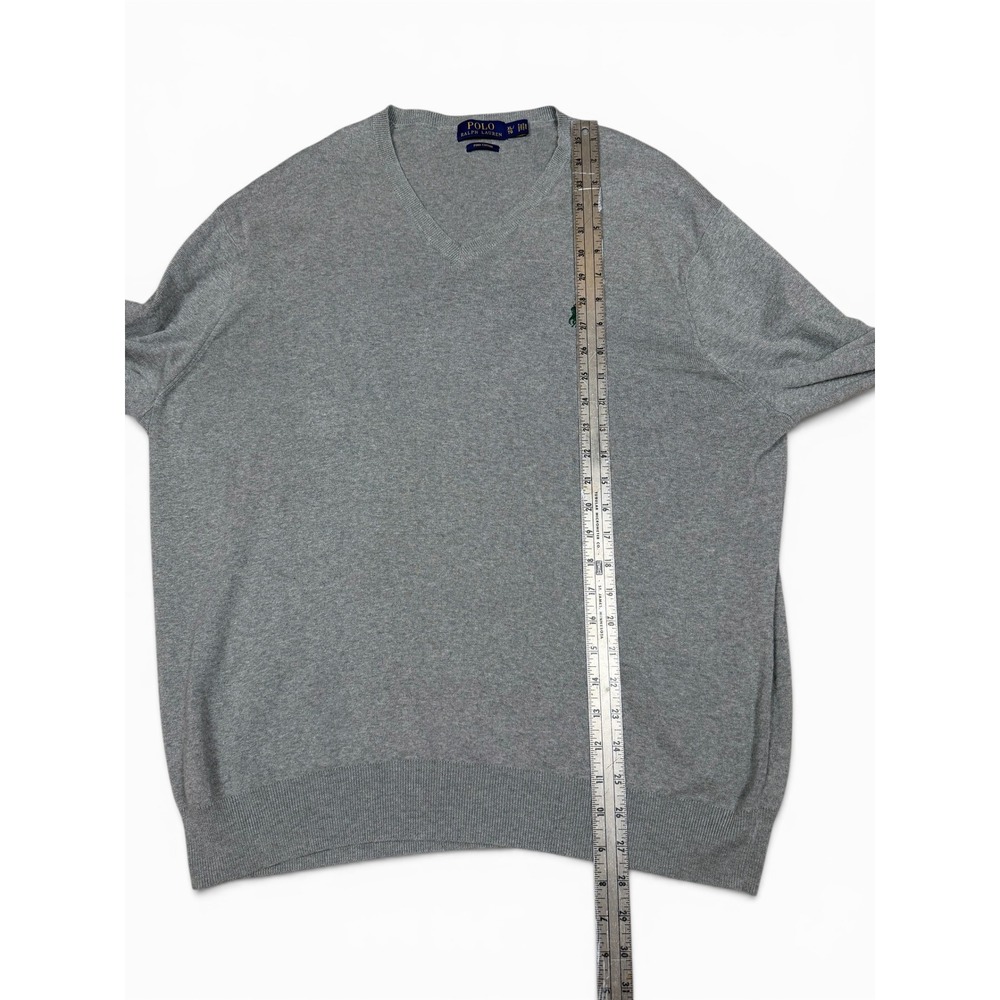 Lot of 2 Polo Ralph Lauren Mens XL Pima Cotton V-Neck Sweaters Gray Navy Blue - Picture 3 of 10